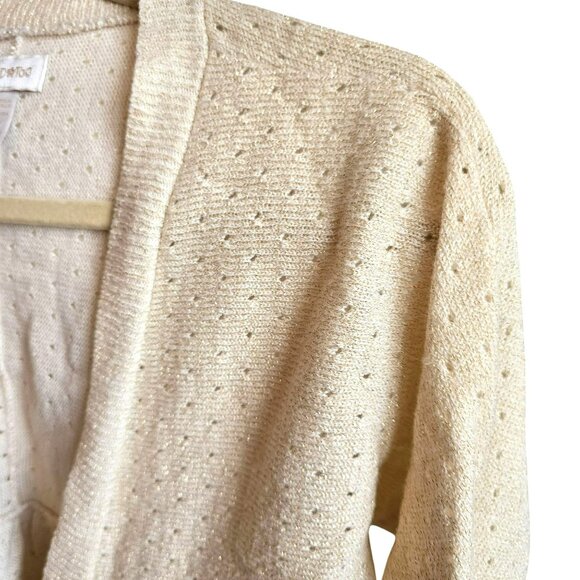 Limited Too Girls Cream Gold Sweater XXL Open-Front Cardigan V-neck jj3751 - Picture 4 of 7